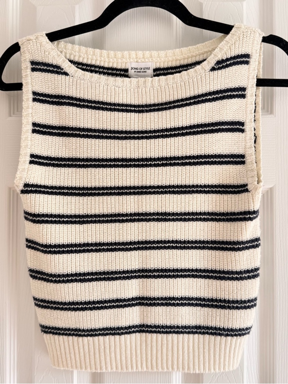 Song of Style Sweater Tank Top Navy White Stripe size Small